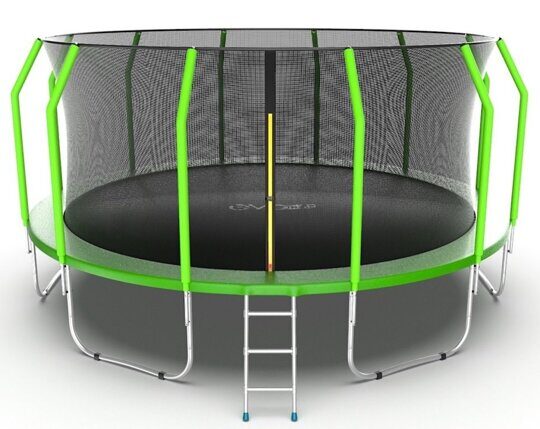EVO JUMP Cosmo 16ft (Green) Батут с внутренней сеткой и лестницей, диаметр 16ft (зеленый)