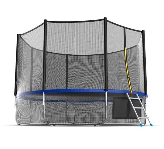 Батут с внешней сеткой и лестницей + нижняя сеть EVO JUMP External 12ft (Blue) + Lower net